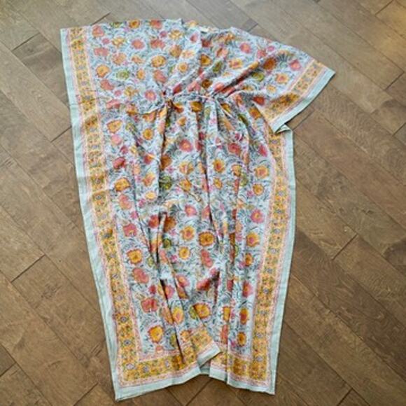 Hand Block Print Made in India One Size Kaftan - Picture 4 of 8